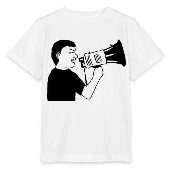 Mégaphone de démonstration en colère - T-shirt bio MINI CREATOR Stanley/Stella Enfant - blanc - Devant - Maike (125cm)