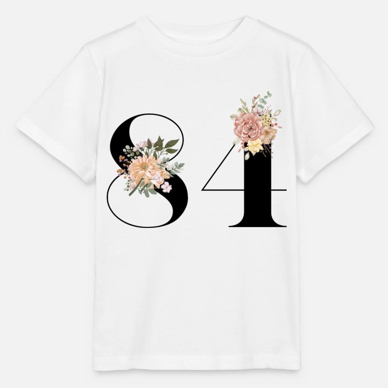 84e anniversaire fleuris (Cadeau de 84 ans) - T-shirt bio MINI CREATOR Stanley/Stella Enfant - blanc