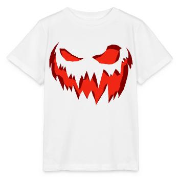 Creepy scary pumpkin face Halloween - Stanley/Stella MINI CREATOR Kids’ T-Shirt - white - Front - Maike (125cm)