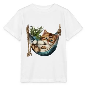 Cat in a Hammock - Stanley/Stella MINI CREATOR Kids’ T-Shirt - white - Front - Maike (125cm)