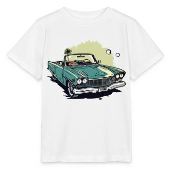 Cabriolet vert et palmier - T-shirt bio MINI CREATOR Stanley/Stella Enfant - blanc - Devant - Maike (125cm)