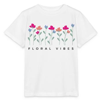 Blumige Vibes - Geschenkidee - Stanley/Stella Kinder T-Shirt MINI CREATOR  - Weiß - Vorne - Maike (125cm)