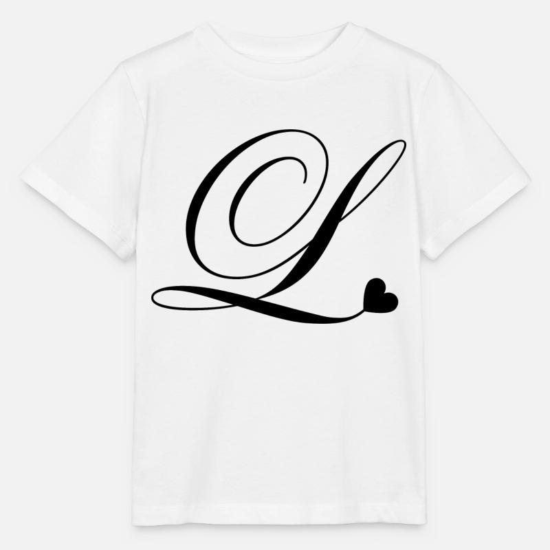 Lettre l calligraphie cœur - T-shirt bio MINI CREATOR Stanley/Stella Enfant - blanc