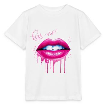 Embrasse-moi les lèvres Kissing Mouth Cadeau - T-shirt bio MINI CREATOR Stanley/Stella Enfant - blanc - Devant - Maike (125cm)