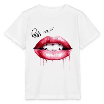 Embrasse-moi les lèvres Kissing Mouth Cadeau - T-shirt bio MINI CREATOR Stanley/Stella Enfant - blanc - Devant - Maike (125cm)