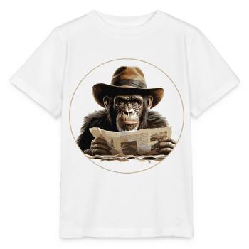 Singe sérieux #4 - T-shirt bio MINI CREATOR Stanley/Stella Enfant - blanc - Devant - Maike (125cm)