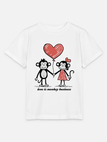 Affen Liebespaar Strichmännchen Pärchen - Stanley/Stella Kinder T-Shirt MINI CREATOR  - Weiß