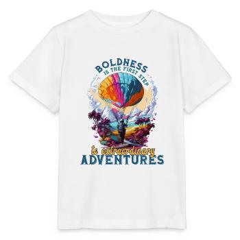 Militär-Gleitschirm über einer exotischen Landschaft - Stanley/Stella Kinder T-Shirt MINI CREATOR  - Weiß - Vorne - Maike (125cm)