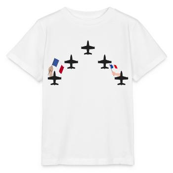 Flugzeuge der Patrouille de France mit französischer Flagge - Stanley/Stella Kinder T-Shirt MINI CREATOR  - Weiß - Vorne - Maike (125cm)