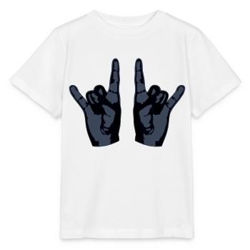 Heavy Metal Hard Rock Musik Hörner Handgeste Logo - Stanley/Stella Kinder T-Shirt MINI CREATOR  - Weiß - Vorne - Maike (125cm)