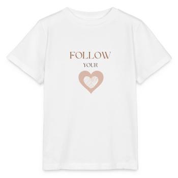 Follow Your Heart, Simple Brown Text and Heart - Stanley/Stella MINI CREATOR Kids’ T-Shirt - white - Front - Maike (125cm)