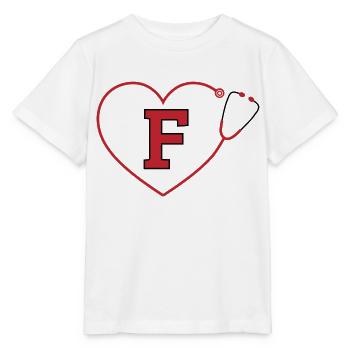 Lettre f stéthoscope - T-shirt bio MINI CREATOR Stanley/Stella Enfant - blanc - Devant - Maike (125cm)