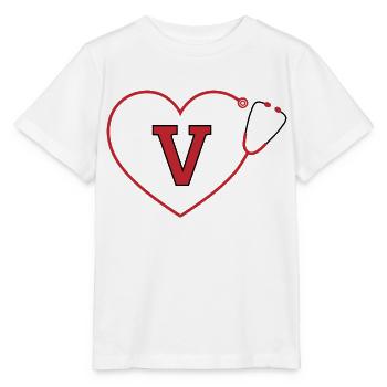 Lettre v stéthoscope - T-shirt bio MINI CREATOR Stanley/Stella Enfant - blanc - Devant - Maike (125cm)