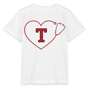Lettre t stéthoscope - T-shirt bio MINI CREATOR Stanley/Stella Enfant - blanc - Devant - Maike (125cm)