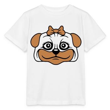 Dog Pug Girl Pretty Bow Woman Female - Stanley/Stella MINI CREATOR Kids’ T-Shirt - white - Front - Maike (125cm)