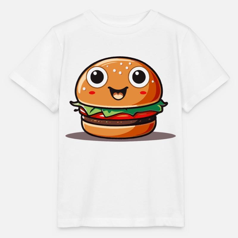 Cute cartoon hamburger with smiling face - Stanley/Stella Kinder T-Shirt MINI CREATOR  - Weiß