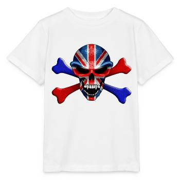 Union Jack Skull - Stanley/Stella Kinder T-Shirt MINI CREATOR  - Weiß - Vorne - Maike (125cm)