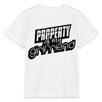 logo noir propriété de ma copine spru - T-shirt bio MINI CREATOR Stanley/Stella Enfant - blanc - Devant - Maike (125cm)