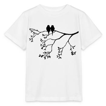 Vogelpaar sur la branche mince - T-shirt bio MINI CREATOR Stanley/Stella Enfant - blanc - Devant - Maike (125cm)