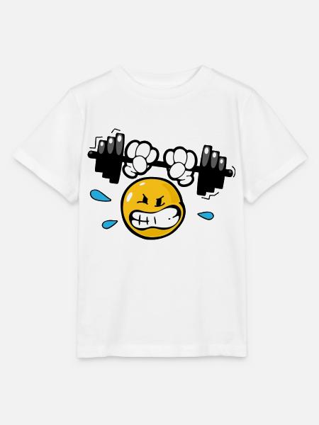 Smiley Weightlifting - Stanley/Stella Kinder T-Shirt MINI CREATOR - Weiß