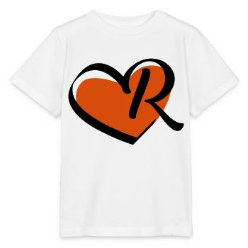 Lettre R dans le coeur - T-shirt bio MINI CREATOR Stanley/Stella Enfant - blanc - Devant - Maike (125cm)