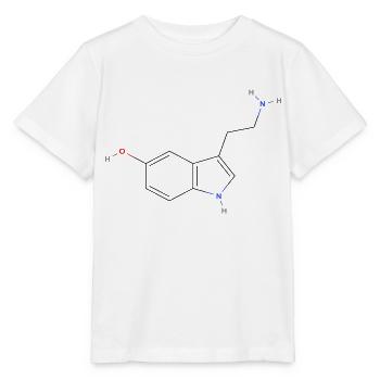 Serotonin-Molekül - Farbige Strukturformel - Stanley/Stella Kinder T-Shirt MINI CREATOR  - Weiß - Vorne - Maike (125cm)