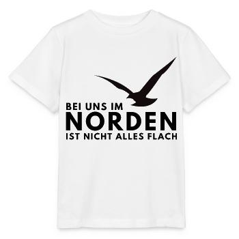 Bei uns im Norden ist nicht alles Flach - Stanley/Stella Kinder T-Shirt MINI CREATOR  - Weiß - Vorne - Maike (125cm)
