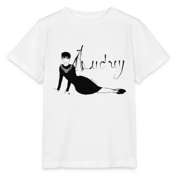 Audrey hepburn illustration skiair tour eiffel - T-shirt bio MINI CREATOR Stanley/Stella Enfant - blanc - Devant - Maike (125cm)