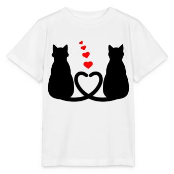 Verliebte Katzen - Stanley/Stella Kinder T-Shirt MINI CREATOR  - Weiß - Vorne - Maike (125cm)