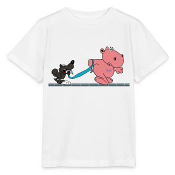 dog hippo walk pointed children baby hippo - Stanley/Stella MINI CREATOR Kids’ T-Shirt - white - Front - Maike (125cm)