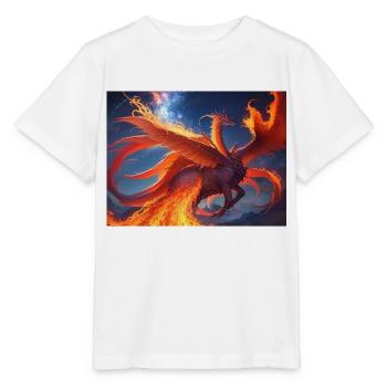 Ciel bleu rouge avec une créature générée par l’IA - T-shirt bio MINI CREATOR Stanley/Stella Enfant - blanc - Devant - Maike (125cm)
