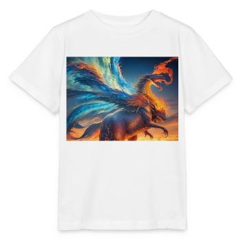 Ciel bleu rouge avec une créature générée par l’IA - T-shirt bio MINI CREATOR Stanley/Stella Enfant - blanc - Devant - Maike (125cm)