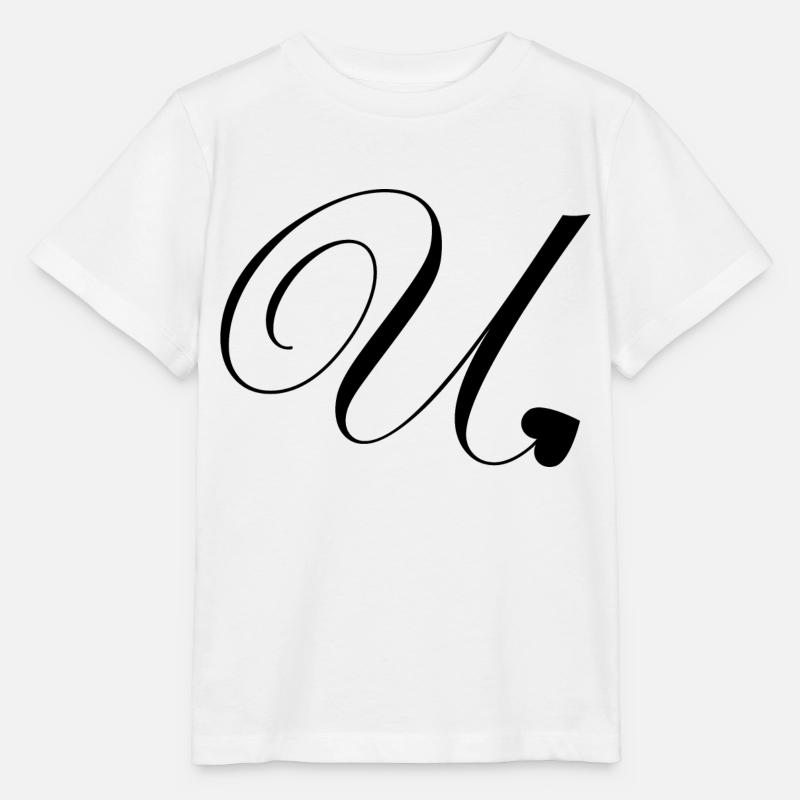 Lettre u calligraphie cœur - T-shirt bio MINI CREATOR Stanley/Stella Enfant - blanc