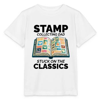 Collectionneur de timbres-poste vintage papa philatéliste - T-shirt bio MINI CREATOR Stanley/Stella Enfant - blanc - Devant - Maike (125cm)
