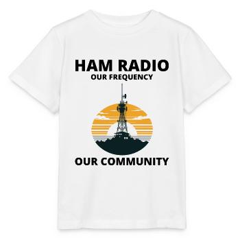 Ham Radio Tower Sunrise Uniting Our Frequency - Stanley/Stella MINI CREATOR Kids’ T-Shirt - white - Front - Maike (125cm)