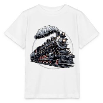 Graphismes de locomotives à vapeur - T-shirt bio MINI CREATOR Stanley/Stella Enfant - blanc - Devant - Maike (125cm)