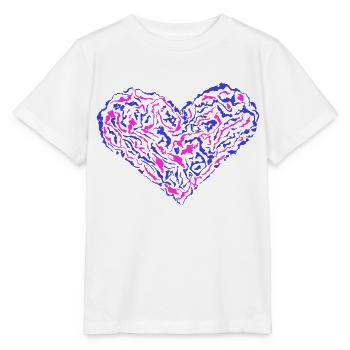 Cœur bleu et rose. - T-shirt bio MINI CREATOR Stanley/Stella Enfant - blanc - Devant - Maike (125cm)