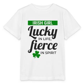 Irish Girl: Lucky & Fierce Humour - Stanley/Stella MINI CREATOR Kids’ T-Shirt - white - Front - Maike (125cm)
