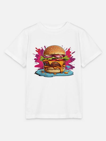 Cheeseburger mit poppigem Farbklecks - Stanley/Stella Kinder T-Shirt MINI CREATOR - Weiß