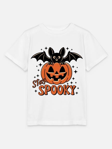 Stay Spooky Halloween Kürbis Fledermaus - Stanley/Stella Kinder T-Shirt MINI CREATOR - Weiß