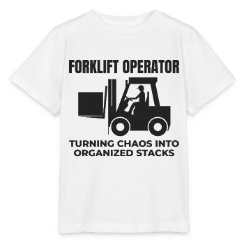 Gabelstaplerfahrer Schwermaschinen Fahrer Humor - Stanley/Stella Kinder T-Shirt MINI CREATOR  - Weiß - Vorne - Maike (125cm)