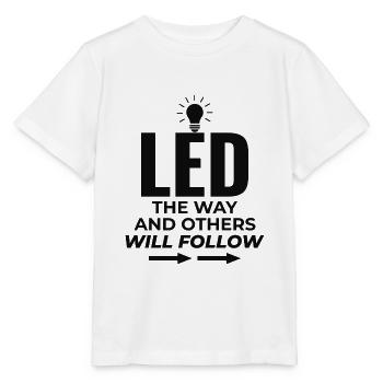 Elektriker: LED der Weg, andere inspirieren - Stanley/Stella Kinder T-Shirt MINI CREATOR  - Weiß - Vorne - Maike (125cm)