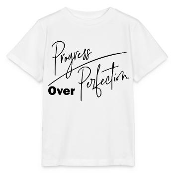 DZ00012 le progrès plutôt que la perfection - T-shirt bio MINI CREATOR Stanley/Stella Enfant - blanc - Devant - Maike (125cm)