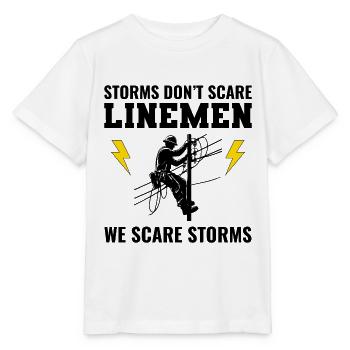 Linemen stürmen furchtloses Stromnetz Elektrizität - Stanley/Stella Kinder T-Shirt MINI CREATOR  - Weiß - Vorne - Maike (125cm)
