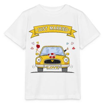 Just married Hochzeitsauto Gelb - Stanley/Stella Kinder T-Shirt MINI CREATOR  - Weiß - Vorne - Maike (125cm)