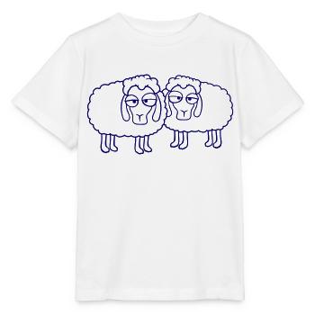 2 Schafe Müde Gelangweilt Blick Schäfchen Team Süß - Stanley/Stella Kinder T-Shirt MINI CREATOR  - Weiß - Vorne - Maike (125cm)