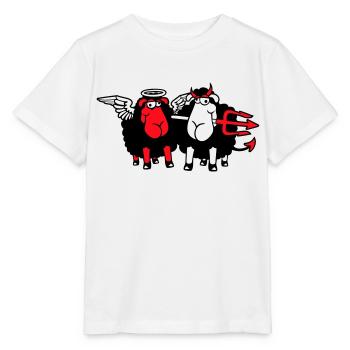 2 Mouton Ange Diable Satan Enfer Mal Paradis Bien - T-shirt bio MINI CREATOR Stanley/Stella Enfant - blanc - Devant - Maike (125cm)