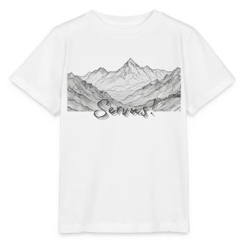 Servus, Bayrischer Gruß vor Bergpanorama - Stanley/Stella Kinder T-Shirt MINI CREATOR  - Weiß - Vorne - Maike (125cm)
