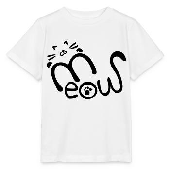 meow typo with cat - Stanley/Stella MINI CREATOR Kids’ T-Shirt - white - Front - Maike (125cm)