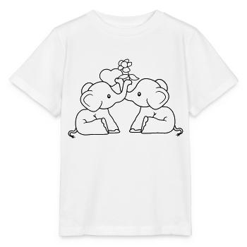 2 elephants love heart couple couples in love flower - Stanley/Stella MINI CREATOR Kids’ T-Shirt - white - Front - Maike (125cm)